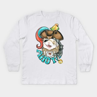 Ferret Pirate Ahoy - Cinnamon Coat Kids Long Sleeve T-Shirt